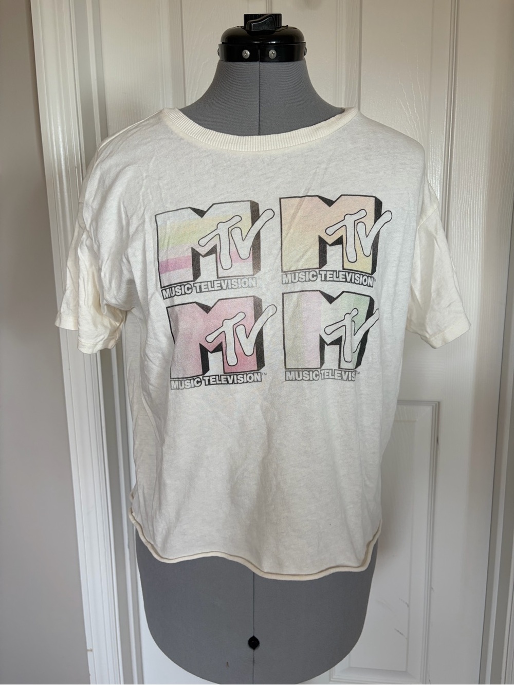 MTV White Short Sleeve Tee with Pastel Logos